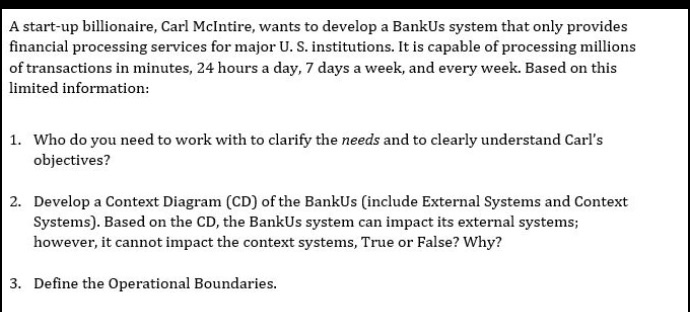 systems engineering. please help. A start-up