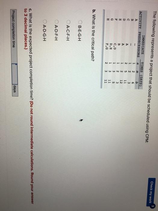 The following represents a project that should be