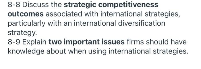 in your own word please 8-8 Discuss the strategic