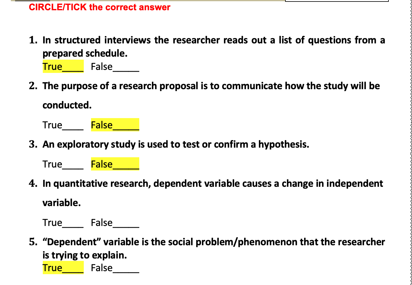 CIRCLE/TICK the correct answer 1. In structured