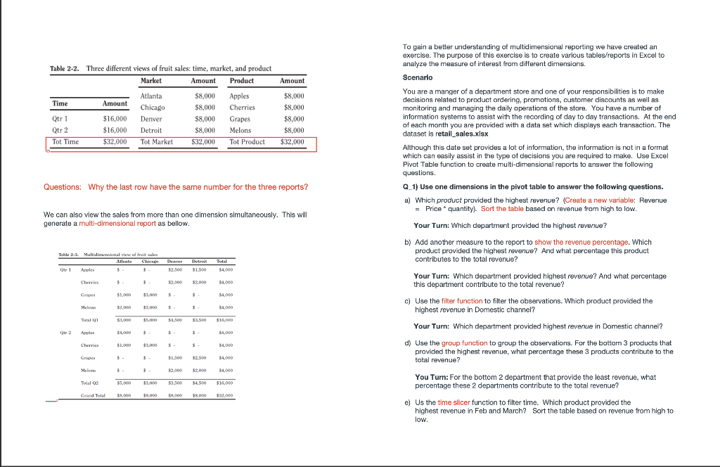 Lab 3 In-class Exercise: Excel Pivot Table Excel