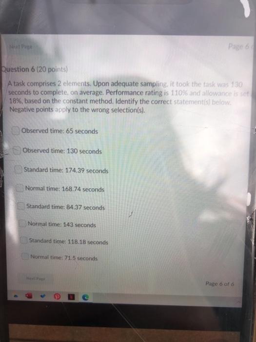 Page 6 Question 6 (20 points) A task comprises 2