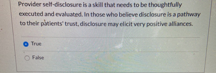 Provider self-disclosure is a skill that needs to
