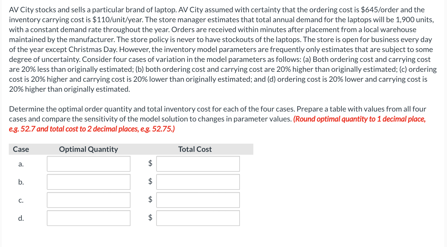 AV City stocks and sells a particular brand of