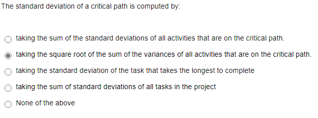 The standard deviation of a critical path is