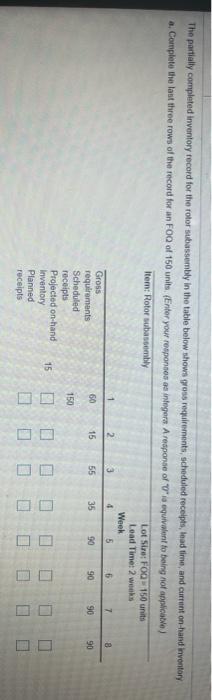 1 The partially completed inventory record for
