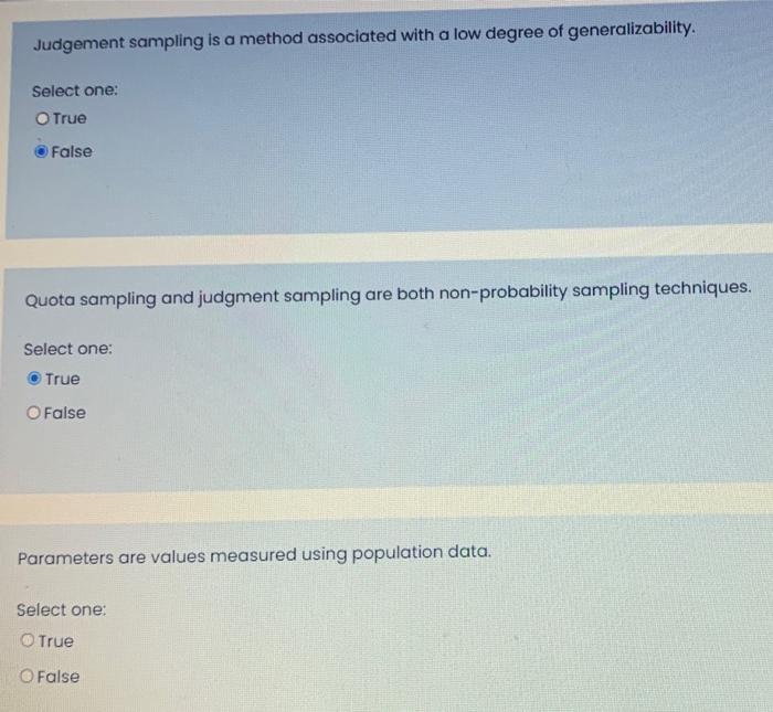 Judgement sampling is a method associated with a