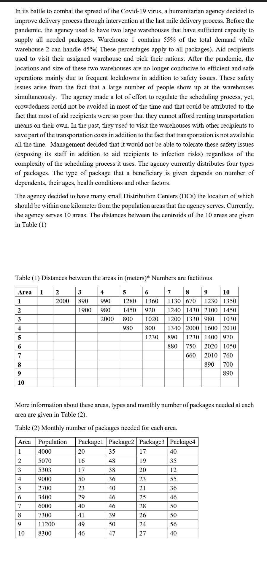 More data about the packages volumes, weights,