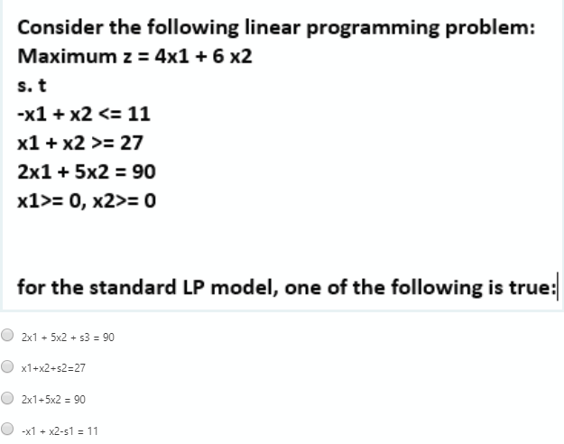 Consider the following linear programming