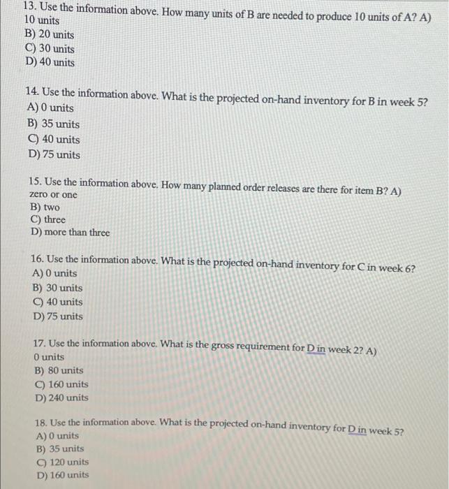 Construct the MRP schedule using the preceeding