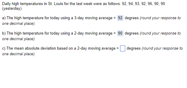 Daily high temperatures in St. Louis for the last