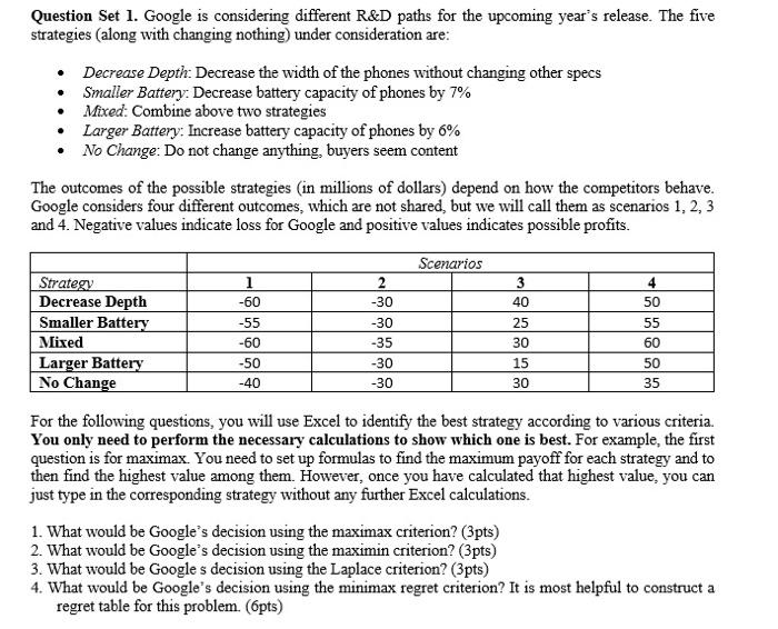 Question Set 2. This question set uses the table
