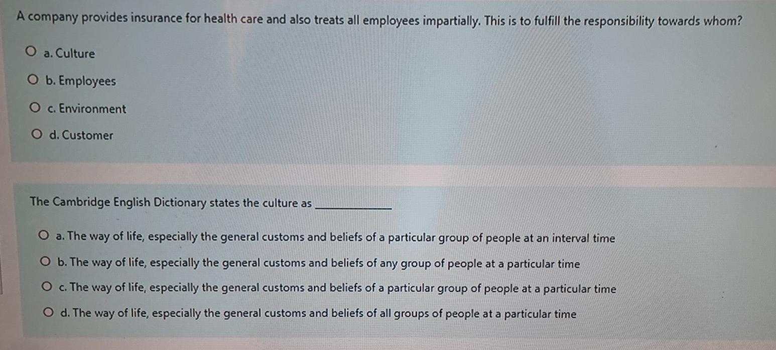 A company provides insurance for health care and