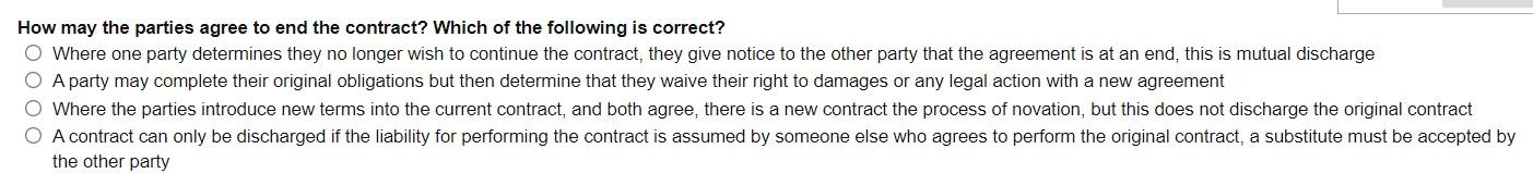 How may the parties agree to end the contract?