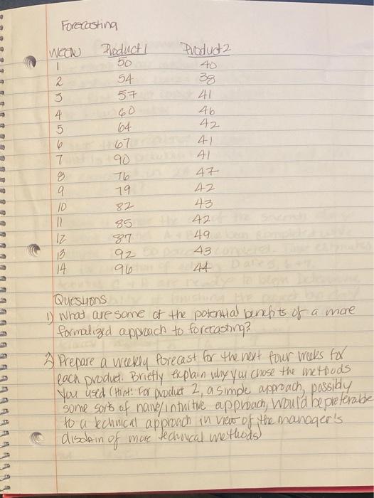 Forecasting Mac Product ! 50 Product 40 38 54 57