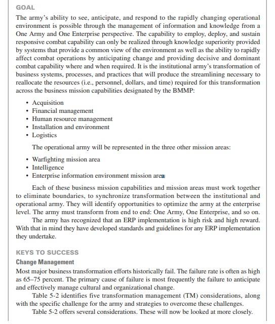 US Army 3. How was the change management process