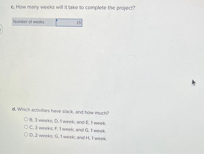 Schedule the following activities using CPM: b.