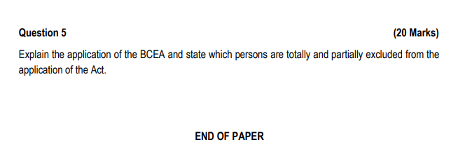 Question 5 (20 Marks) Explain the application of
