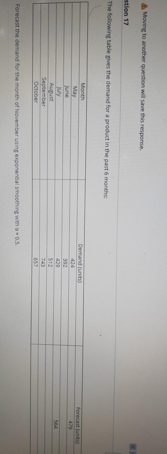 Moving to another question will save this