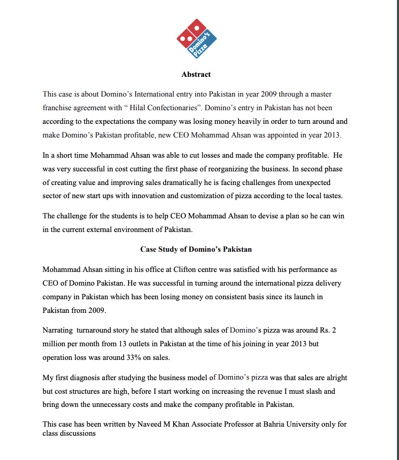 Recommend strategies for the revival of Domino's