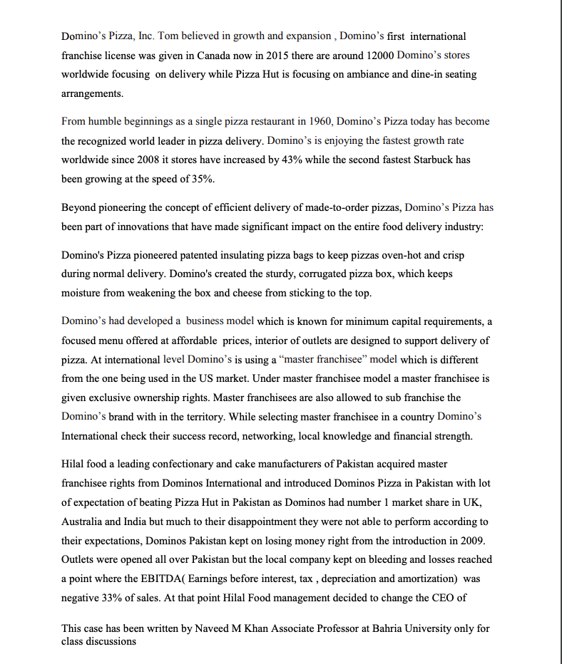 Recommend strategies for the revival of Domino's