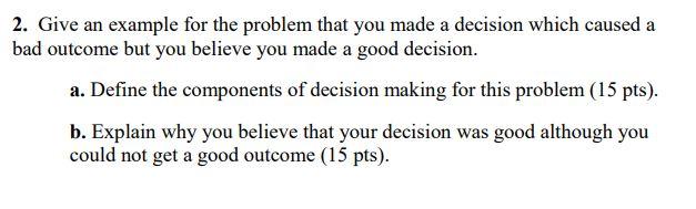 2. Give an example for the problem that you made