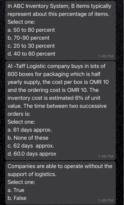 logistics and supply chain management In ABC