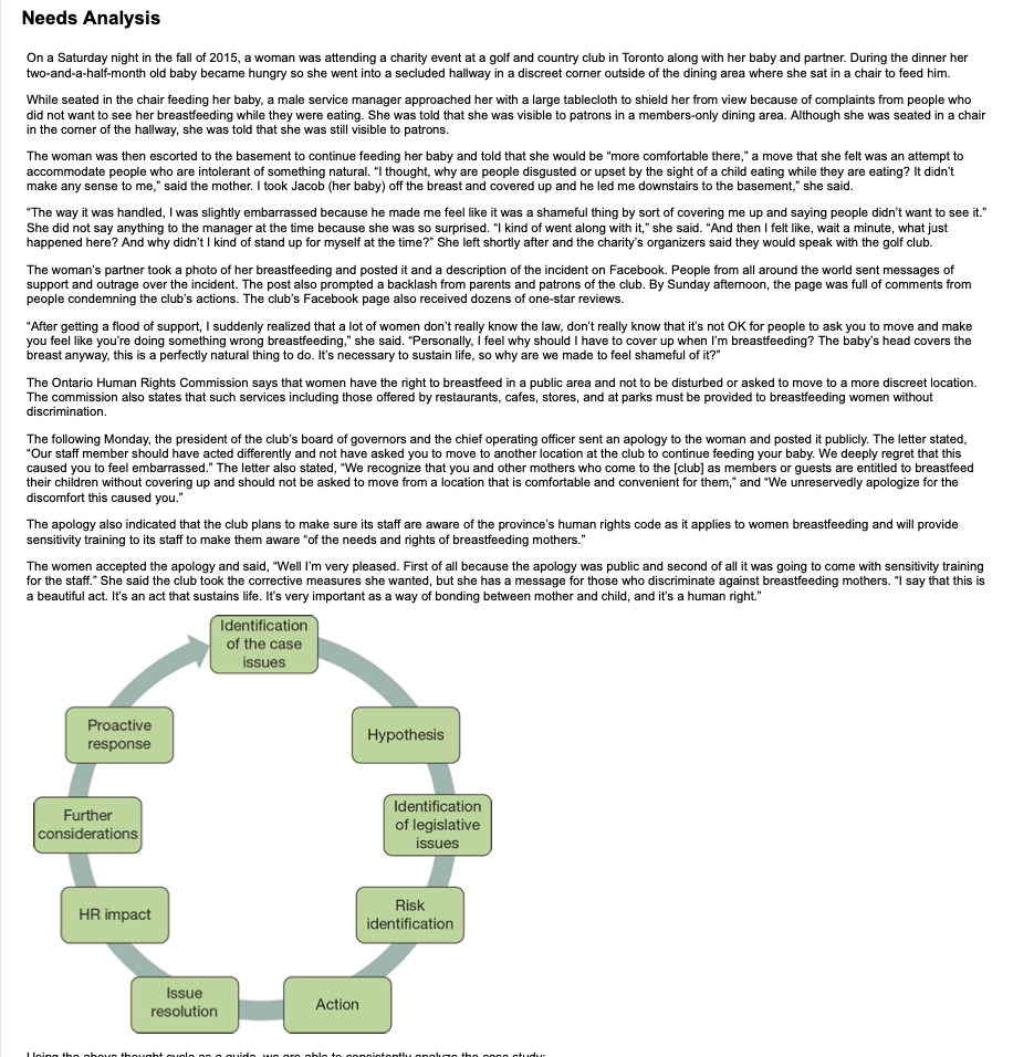 Needs Analysis On a Saturday night in the fall of