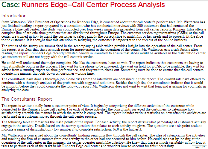 ANSWER NUMBER 1 in QUESTIONS: Case: Runners