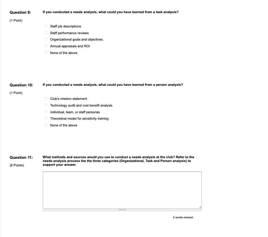 Needs Analysis On a Saturday night in the fall of