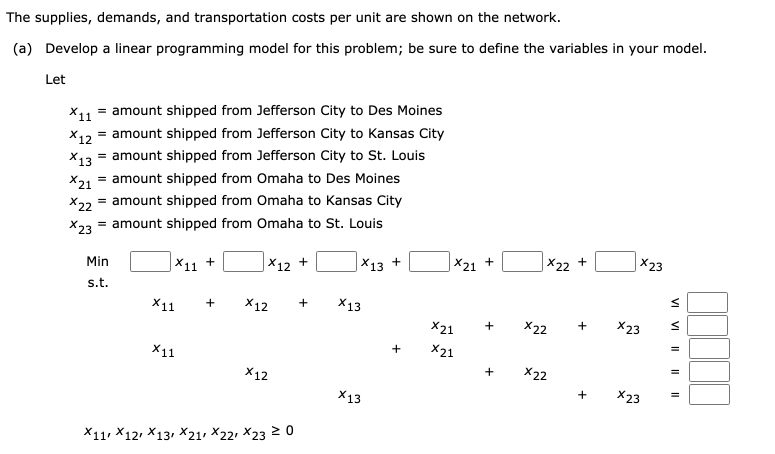 Consider the following network representation of
