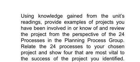 Using knowledge gained from the unit's readings,