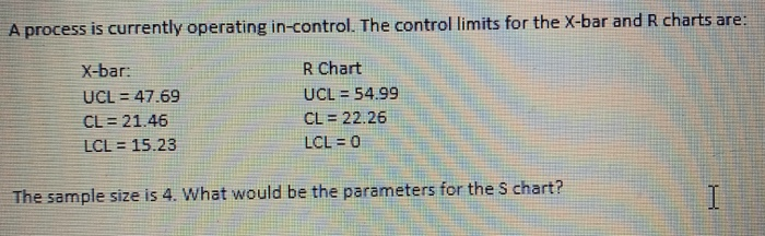 A process is currently operating in-control. The