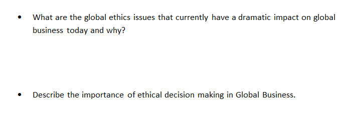 What are the global ethics issues that currently