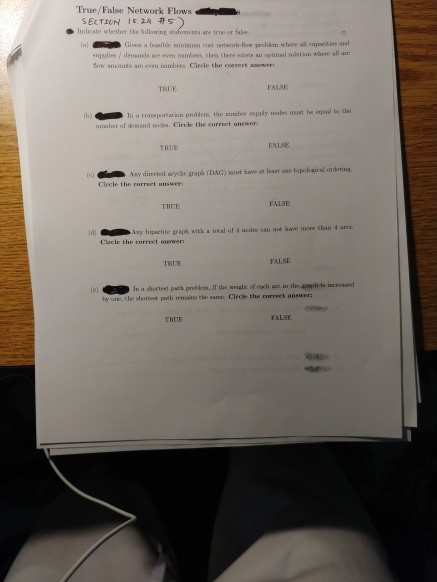 updated True/False Network Flows SECTION 15.20