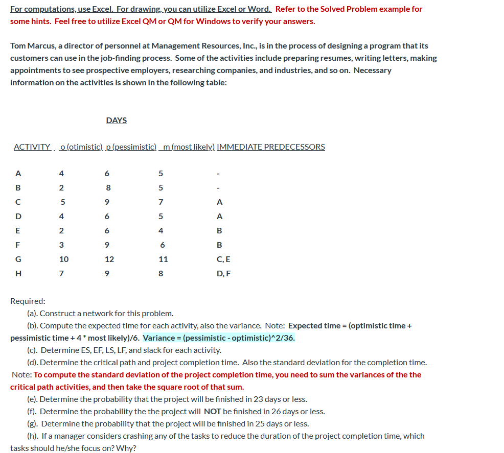For computations, use Excel. For drawing, you can