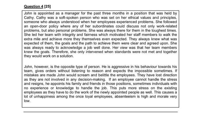 John is appointed as a manager for the past three