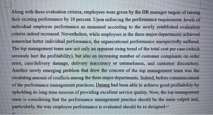 Question 4. Performance Management at Datang (25