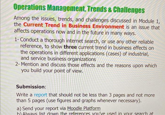 Operations Management, Trends \& Challenges Among