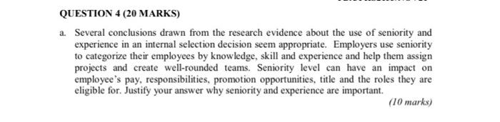 QUESTION 4 (20 MARKS) a. Several conclusions