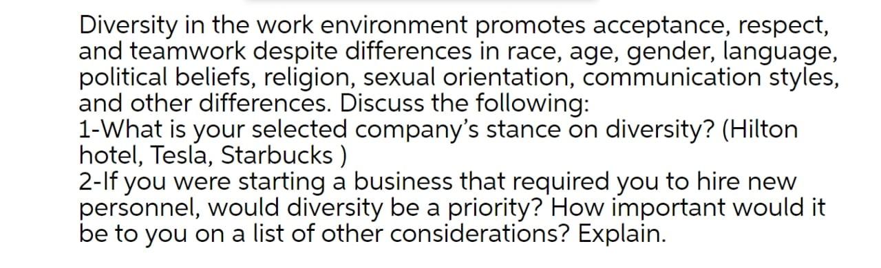 Diversity in the work environment promotes