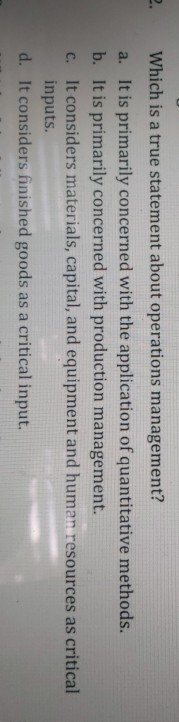 Which is a true statement about operations