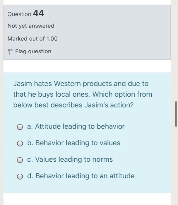 Question 43 Not yet answered Marked out of 1.00 P