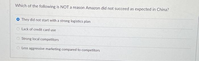 Which of the following is NOT a reason Amazon did