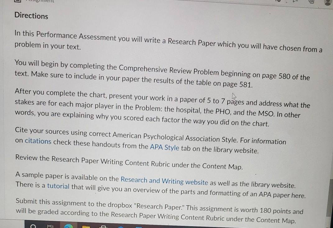 Directions In this performance Assessment you