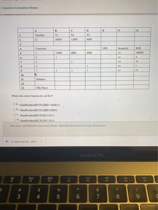 Question Completion Status E F G Variables B X1 1