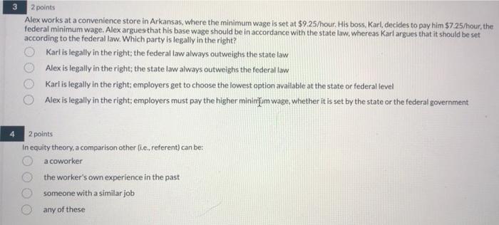 3 2 points Alex works at a convenience store in