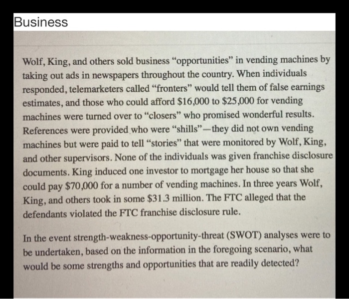 Business Wolf, King, and others sold business