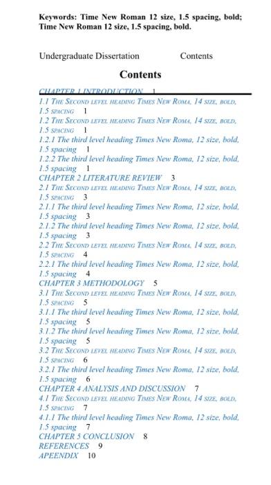 please write down an project thesis thesis format