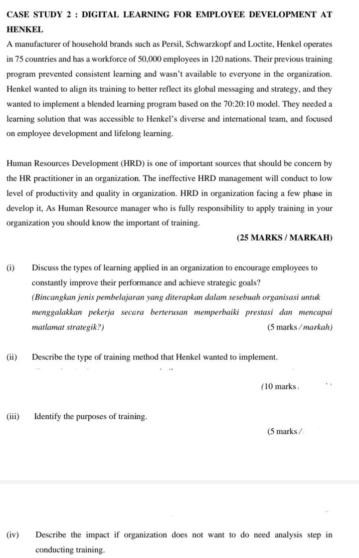 Training development management subject Case2